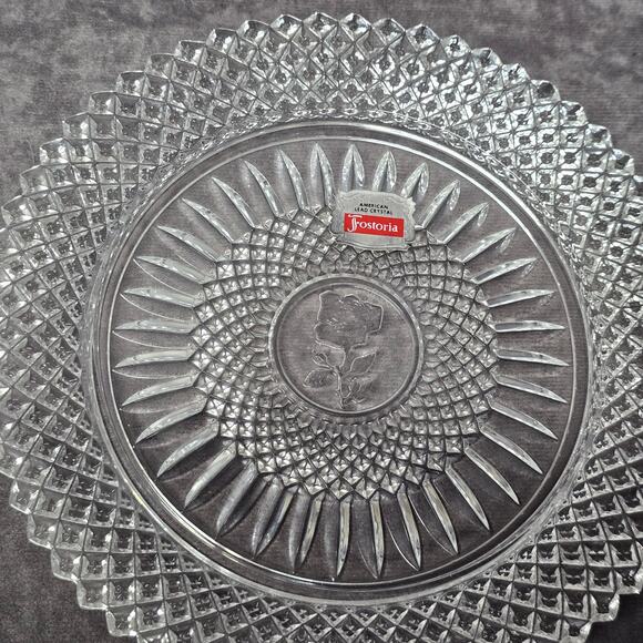 Avon American Lead Crystal Fostoria Glass Collectible Plates Door Knocker & Rose - Picture 7 of 12